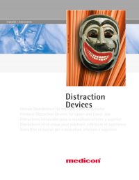 ChatGPT: Das Cover zeigt eine Broschüre von Medicon mit dem Titel "Distraction Devices" (Distraktionsgeräte). Es handelt sich um intraorale Distraktoren für den Ober- und Unterkiefer. Diese Geräte werden in der Kieferchirurgie eingesetzt, um Knochenwachstum zu stimulieren und Kieferfehlstellungen durch kontrollierte Dehnung des Knochens zu korrigieren. Die Abbildung auf dem Cover zeigt eine dekorative Maske vor einem orangefarbenen Hintergrund, was vermutlich als Blickfang oder kulturelles Symbol dient.