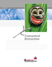 ChatGPT: Das Cover zeigt das Thema Transantral Distraction von Medicon Instrumente. Es handelt sich um Geräte zur transantralen Oberkieferspreizung (Transantral Maxilla Distraction Devices). Diese chirurgischen Instrumente werden verwendet, um Knochenstrukturen im Oberkieferbereich zu dehnen oder zu spreizen, häufig im Rahmen von rekonstruktiven Eingriffen oder zur Behandlung von Fehlbildungen. Die Beschreibung ist mehrsprachig: Deutsch, Englisch, Spanisch, Französisch und Italienisch. Das Bild auf dem Cover kombiniert ein traditionelles Maskenbild mit einem medizinischen Instrument.